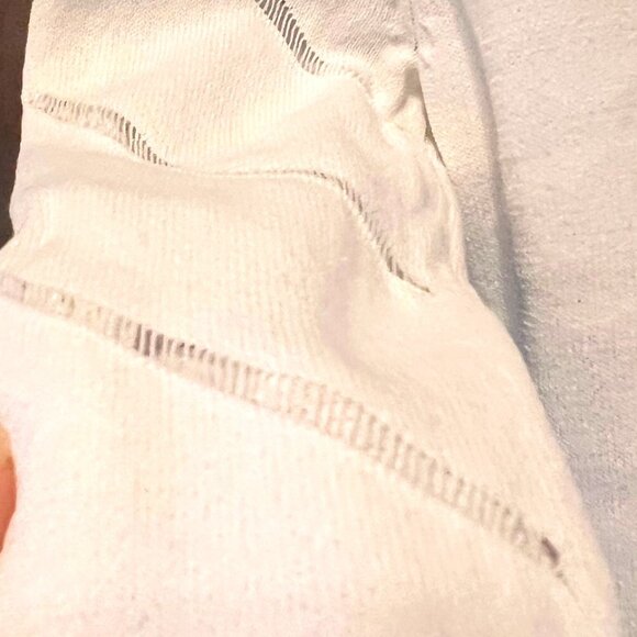 Cache Women's White Sheer Open Weave Deep V Neck Long Sleeve Fitted Sweater-XSM - Picture 7 of 16